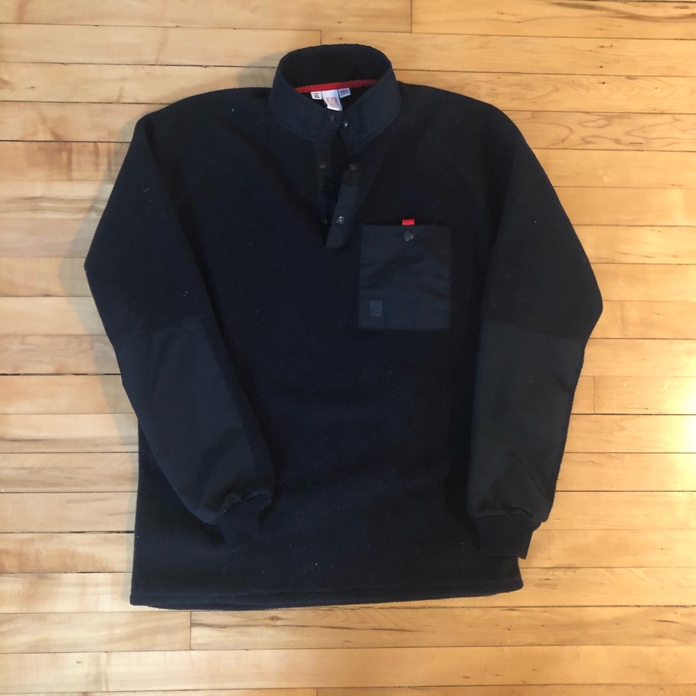 Topo Designs Fleece 1/4 Button Up XL USA made